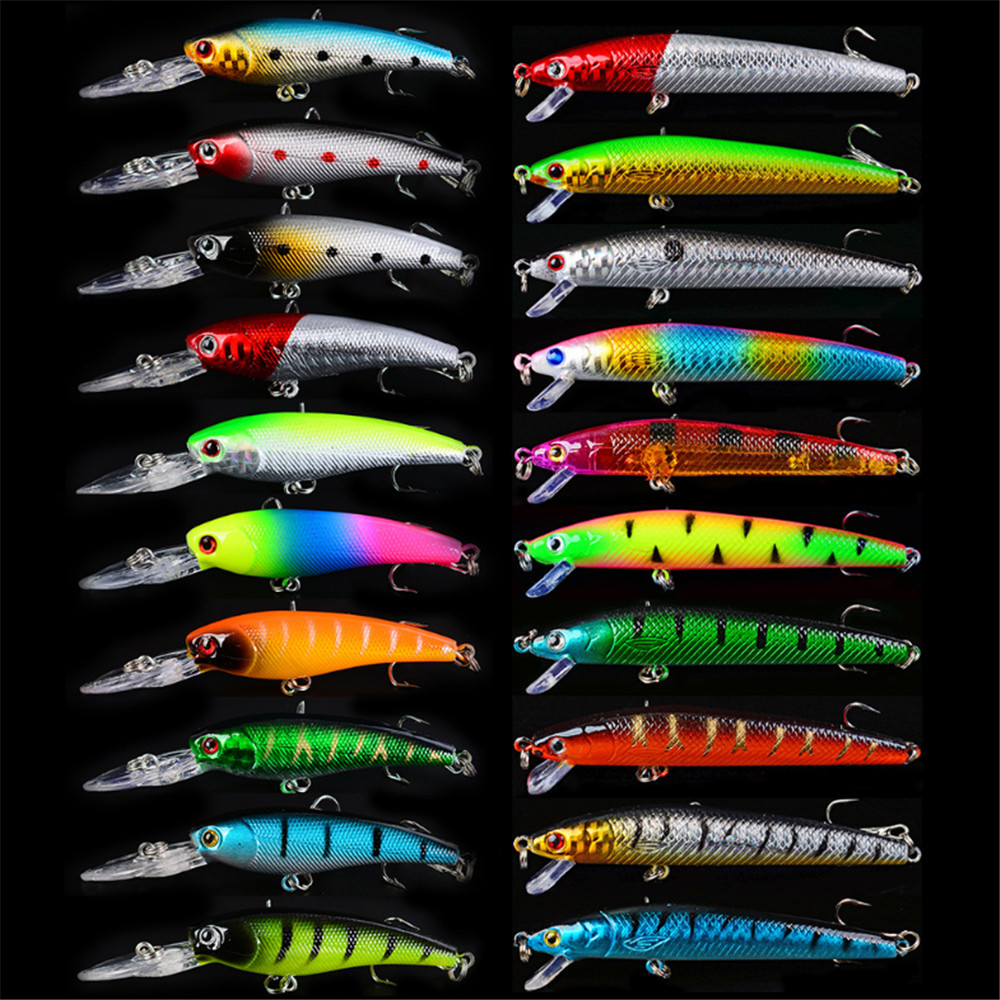 3D Printing Lure - 20ชิ้น/ล็อตMinnowตกปลาเหยื่อเบสน้ำจืดสดลอย3DตาWobbler Tackleเหยื่อHard Crankbait Pescaชุดชุด