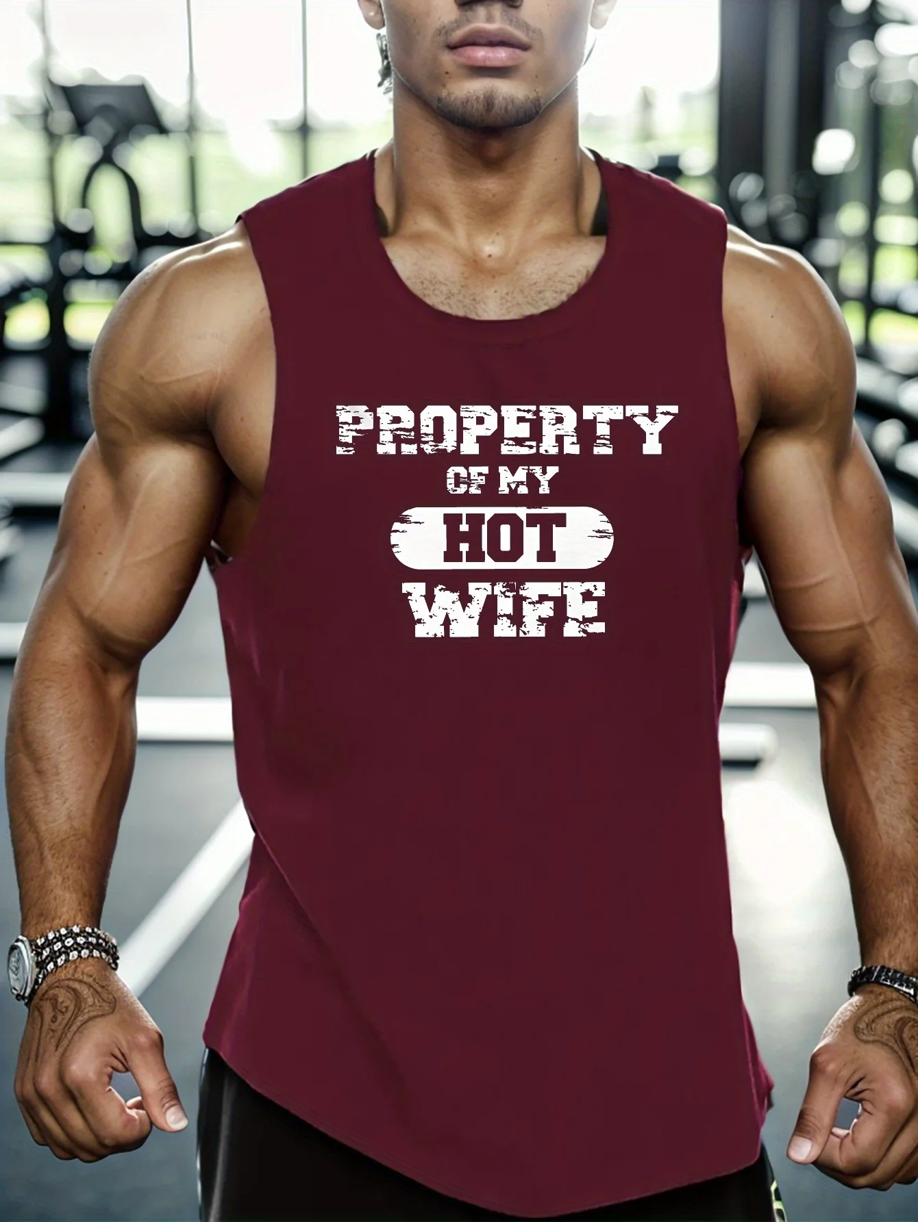 3D Printing Husband Shop - เสื้อกล้ามแฟชั่นใหม่สำหรับผู้ชาย พิมพ์ลายข้อความ PROPERTY OF MY HOT