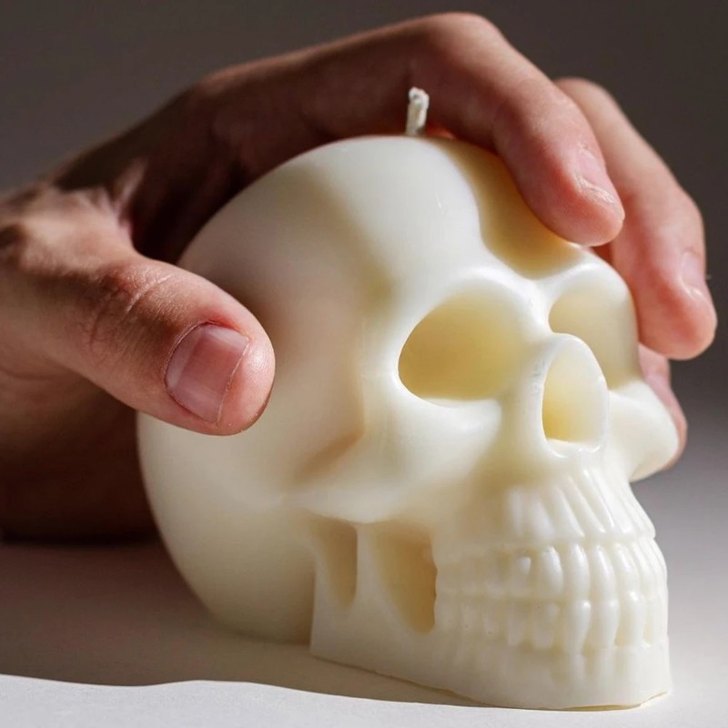 3D Printing Concrete - แม่พิมพ์เทียนกะโหลกซิลิโคน3มิติแบบทำมือแม่พิมพ์ยิปซั่มคริสตัลทำสบู่ทำมือสำหรับเป็นของขวัญของตกแต่งงานฮาโลวีน